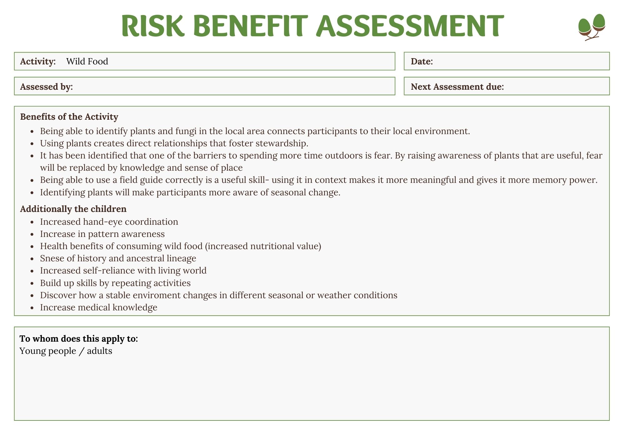 wild food risk benefit assessment